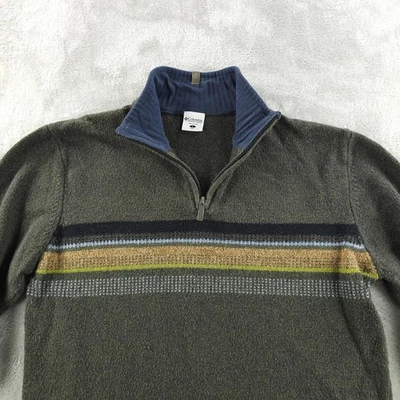 Suéter Columbia Para Hombres Pequeño Verde Cuarto Cremallera Pullover Rayas Tejido Lana AM2728 Foto 1 de 4