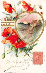 Cpa Gaufree Embossed Poppies I Picked Them For You Ca1906 - Picture 1 of 2