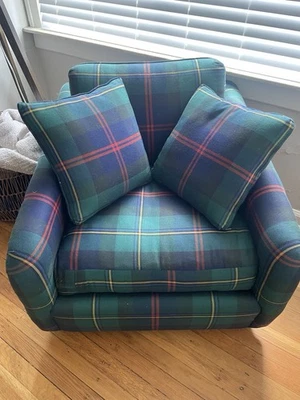 Reupholstered Accent Chair w/ Ralph Lauren Wexford Original Plaid Fabric - Image 1 of 4