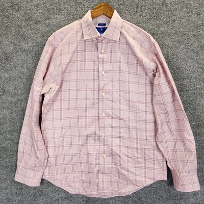 Рубашка мужская Egara большая розовая клетчатая хлопковая на пуговицах с длинным рукавом с откидными манжетами - Изображение 1 из 4
