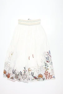 Zara Women White A-Line Dress, Size 12, Summer Embroidered - Picture 1 of 12