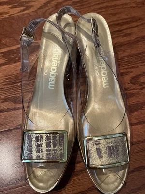 Tacones para mujer California Magdesians dorados y transparentes 8N Foto 1 de 4