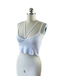 Forever 21 Damen Neckholder Top Tank zum Binden Gr. M süß weiß weich cropped - Bild 1 von 8