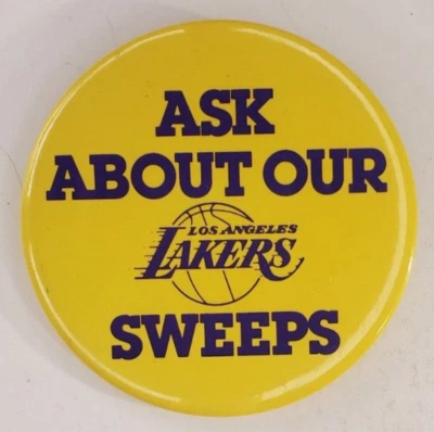 Vintage 1987 Taco Bell Ask About Our Los Angeles Lakers Sweeps Pinback Button - Image 1 of 3