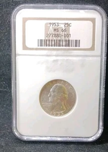 1953 NGC MS66 Washington Quarter Coin - Picture 1 of 2