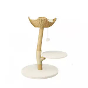 Modern Cat Tree Solid Wood Kitten Scratching Tree Activity Tower - Picture 1 of 9