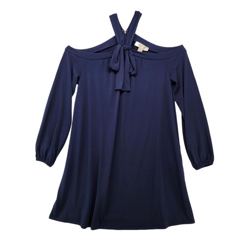 Abito donna Michael Kors Halter spalle scoperte elasticizzato blu navy taglia S