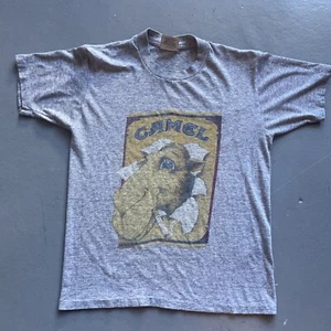 VTG 80'S CAMEL CIGARETTES HEATHER GRAY TEE T-SHIRT SNEAKERS S - Picture 1 of 10