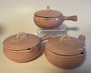 Vintage Pink Covered Onion Soup Chilli Crocks Set of 3 - Picture 1 of 7