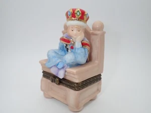 Caja Anillo Baratija Rey en Trono 1998 M E Tinta Enesco Porcelana Joyero - Imagen 1 de 14