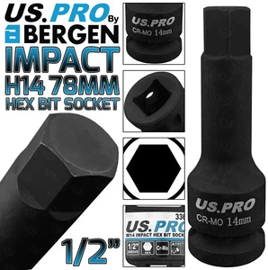 BERGEN H14 Impact Hex Bit Socket 1/2" 14mm Impact Allen Key 78mm long Hex Socket - Picture 1 of 6