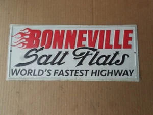 Bonneville Salt Flats World’s Fastest Highway Embossed Metal Sign 13” x 5 ¾" - Picture 1 of 14