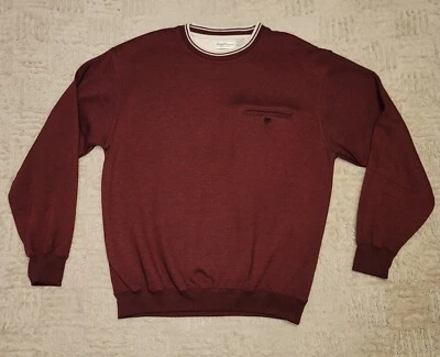 Suéter Vintage Norm Thompson Para Hombre Grande Rojo Granate Pullover Bolsillo con Botones Foto 1 de 4