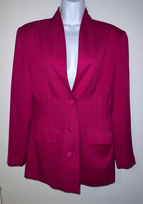 Blazer hombreras 8 vintage 100 % seda rosa intenso para mujer Foto 1 de 4
