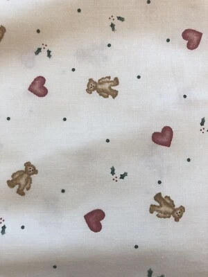 Vtg Daisy Kingdom Hearts & Holly Allover Cotton Fabric 6 Yards Teddy Bear 34106 - Image 1 of 4