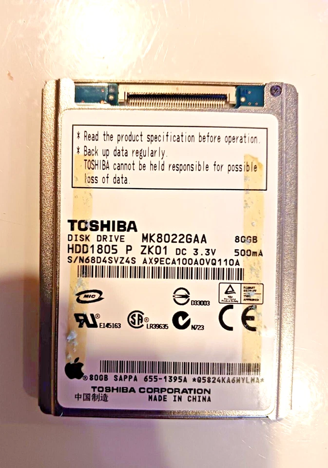 SAMSUNG HS081HA OR TOSHIBA MK8022GAA HD  80GB FOR IPOD CLASSIC 6GEN USA SELLER - Image 1 of 1