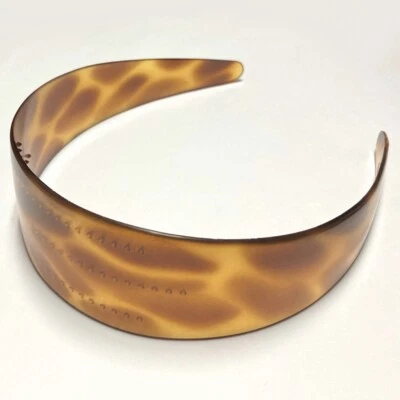 French Hair Headband Wide Band Brown Spotted Giraffe Animal Print Made in France - Image 1 of 2