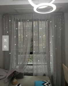 Paste Self-Adhesive Bling Bling Tulle Curtain Semi Sheer Door Window Drape - Picture 1 of 31