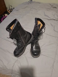 VTG Carolina Combat Field Biker Military Jump Boots Black Leather Cap Toe M7 W 9 - Picture 1 of 12