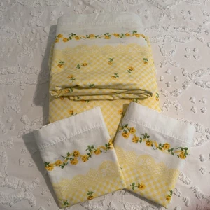 Juego de sábanas florales vintage Cannon Full Gingham Cottagecore Farmhouse Shabby Chic - Imagen 1 de 10