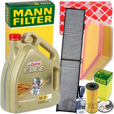 FILTERSET+CASTROL 5W30 ÖL passend für BMW 1er E81 82 87 88 3er E90 91 92 X1 E84 - Bild 1 von 4