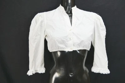 Gr.38 Dirndlbluse weiß Bluse für Dirndl Baumwolle mit Spitze B11350 - Bild 1 von 4