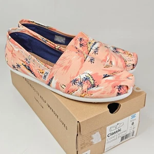 Toms 10006165 scarpa piatta espadrillas donna tela corallo stampata palme taglia 8 - Foto 1 di 9