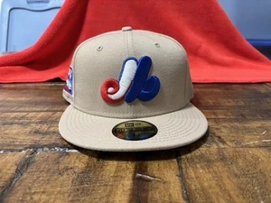 Cappello Montreal Expos Stadio Olimpico Tan Nuova Era 7 3/4 Giallo UV - Foto 1 di 22
