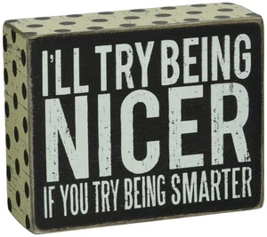 Primitives by Kathy 21368 Polka Dot Trimmed Box Sign, 4 x 5-Inches, Being Nicer - Picture 1 of 3