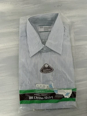 Camisa de vestir vintage Sears nueva con etiquetas para hombre 16, 32/33 rayas Perma Prest manga larga Foto 1 de 4