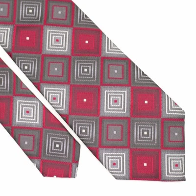 Corbata Pierre Cardin Gris Rojo Geométrica Tejido Poliéster Foto 1 de 4