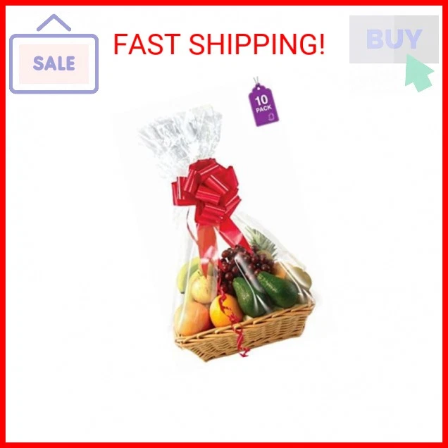 Large Clear Cellophane Wrap for Baskets Gifts 24 X 30 Inch 1.5 Mil Thick 10 Pack