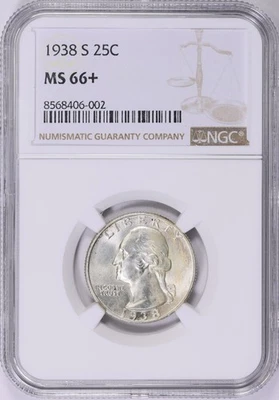 1938 S Washington Quarter NGC MS66+ - Image 1 of 2