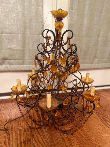 vintage amber and iron chandelier Cover
