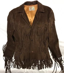 Vintage Pioneer Wear schweres Wildleder (7 Pfund) Leder Fransen Western Jacke Herren Gr. 42 - Bild 1 von 12