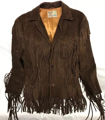 Gamuza pesada Pioneer Wear de colección (7 lb.) Chaqueta Western de cuero con flecos para hombre talla 42 Foto 1 de 4