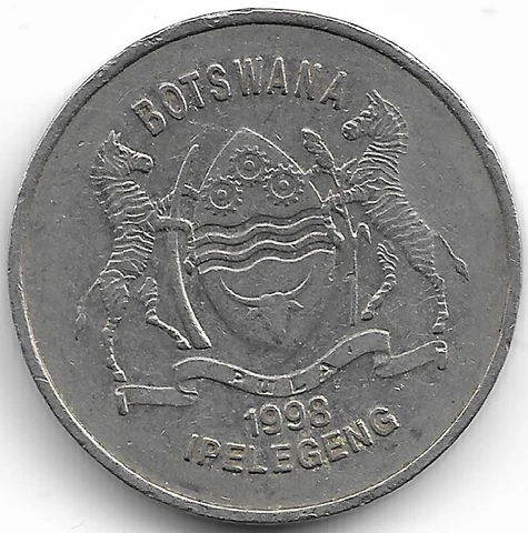 Botswana 50 Thebe 1998 KM# 29 & BONUS Coin Cover