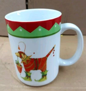 BEAUTIFUL RARE Dept 56 Dog Red PJs Elf Shoes Mug KRINKLES by Patience Brewster - Picture 1 of 8