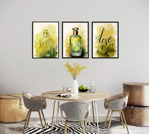 Aquarell Parfum Flakon Happy Love 3er Set Drucke ungerahmt Poster 60 abc - Bild 1 von 4