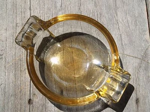 Vintage Thick Yellow/Gold Clear Glass Ashtray - Picture 1 of 4
