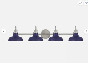 Hampton Bay Elmcroft 38in. 4Light Brushed Nickel Cobalt Blue Shades Vanity Light - Picture 1 of 4