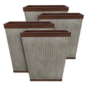 Southern Patio HDR-046851 Square Rustic Resin Outdoor Box Flower Planter (4 Set) - Picture 1 of 7