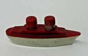 Vintage Plastic Ship Boat Novelty Figural Salt And Pepper Shakers