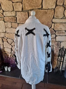 Flam Mode Ribbon Denim Jacket Cream Size L BNWT - Picture 1 of 12