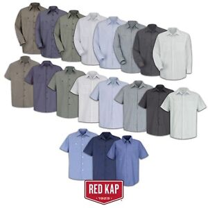 Red Kap Industrial Shirts Poplin Stripe / Microcheck 2 Pocket Work Uniform