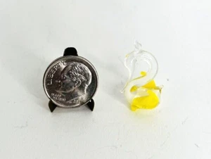 Dollhouse Miniature Glass Swan Yellow and White - Picture 1 of 7
