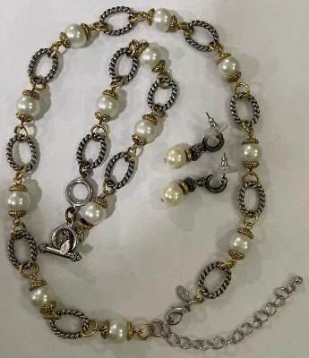 Conjunto de pulsera y collar de perlas de imitación joyería Premier Designs excelente Foto 1 de 4