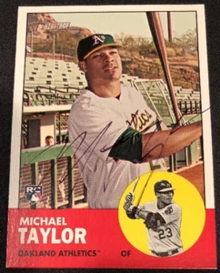 Michael Taylor A's RC Signed Auto Autographed 2012 Topps Heritage Card #176 COA - Picture 1 of 5