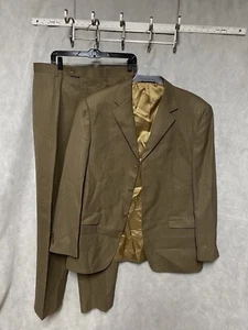 Giorgio Armani Suit Men 44L Brown Gold Stripe 3B Career Office 33x33 Pant Luxury - Picture 1 of 23