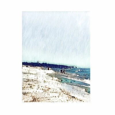 Tarjeta coleccionable de artista de paisajes marinos costeros con impresión artística firmada por ACEO ATC “Fort Fisher” Foto 1 de 4